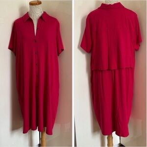 J Jill Button Down Pima Cotton Modal Shirt Dress in Cinnabar sz 2X